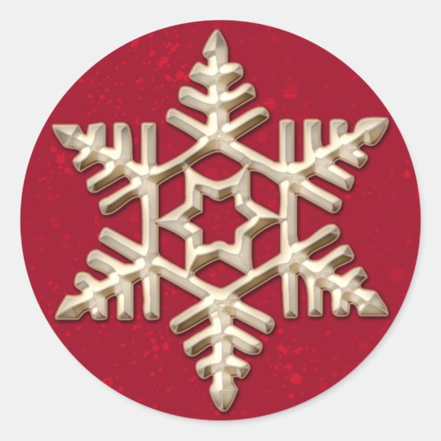Goldene Schneeflocke für Roten Urlaub Runder Aufkleber (Vorderseite)