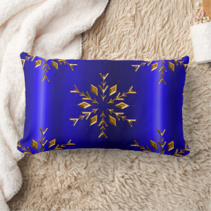 Goldene Schneeflocke zu Blauen Weihnachten Lendenkissen
