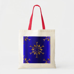 Goldene Schneeflocke zu Blauen Weihnachten Tragetasche