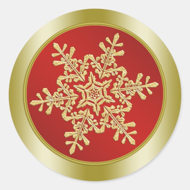 Goldene Schneeflocke zu Weihnachten Runder Aufkleber (Vorderseite)