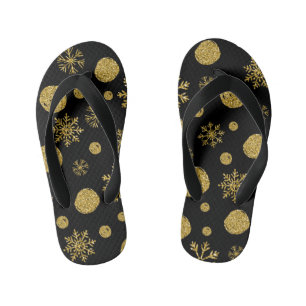 Goldene Schneeflocken 2 Kinderbadesandalen