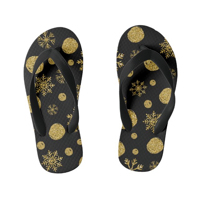 Goldene Schneeflocken 2 Kinderbadesandalen (Fußbett)