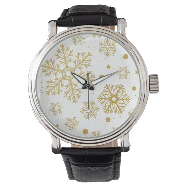 Goldene Schneeflocken Armbanduhr (Vorderseite)