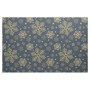 Goldene Schneeflocken auf der Marine Stoff