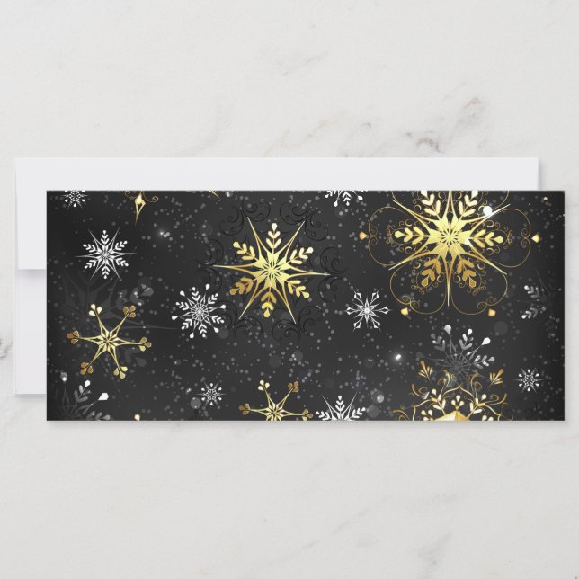 Goldene Schneeflocken auf schwarzem Hintergrund (Vorderseite)