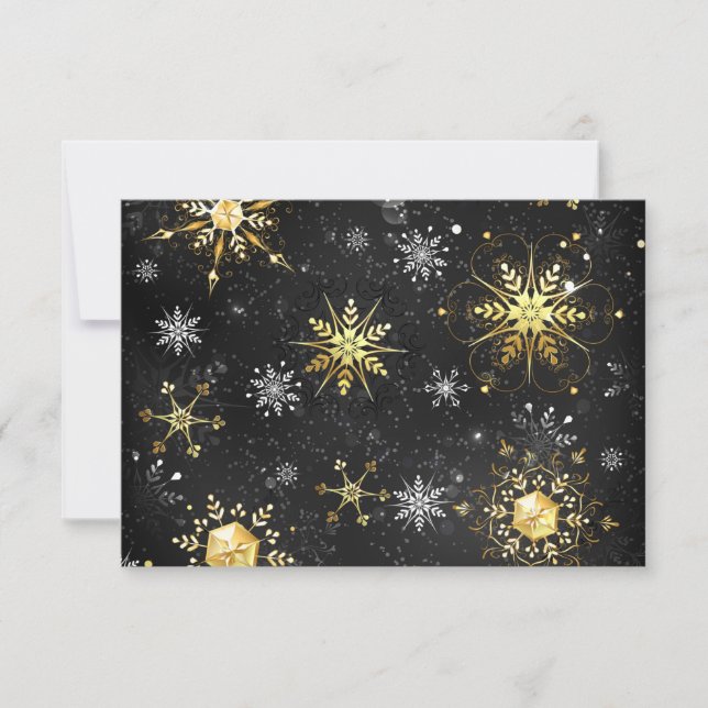 Goldene Schneeflocken auf schwarzem Hintergrund (Vorderseite)