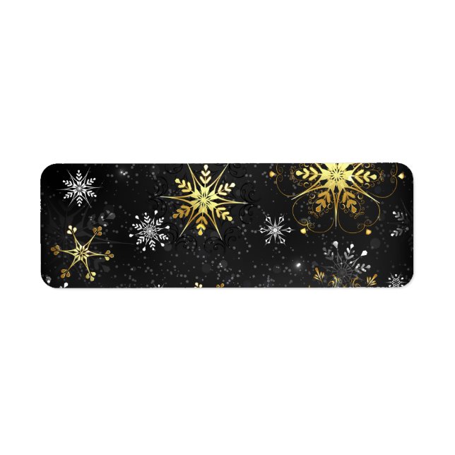 Goldene Schneeflocken auf schwarzem Hintergrund (Vorne)