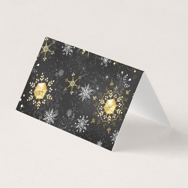 Goldene Schneeflocken auf schwarzem Hintergrund (Vorderseite)