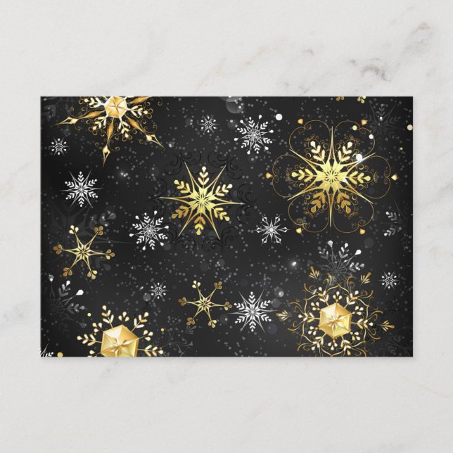 Goldene Schneeflocken auf schwarzem Hintergrund Begleitkarte (Vorderseite)