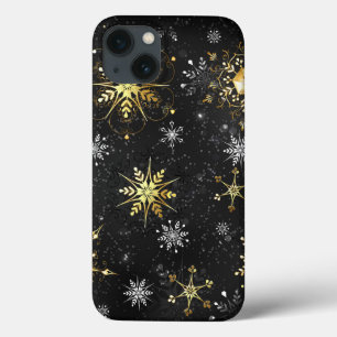 Goldene Schneeflocken auf schwarzem Hintergrund Case-Mate iPhone Hülle