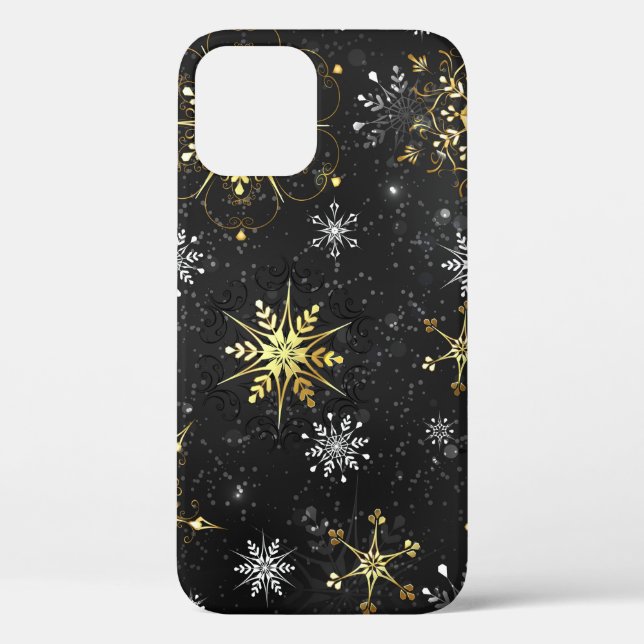 Goldene Schneeflocken auf schwarzem Hintergrund Case-Mate iPhone Hülle (Rückseite)