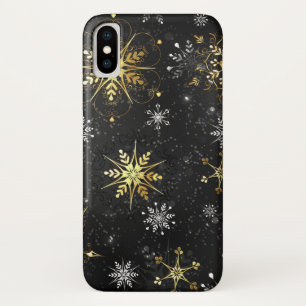 Goldene Schneeflocken auf schwarzem Hintergrund Case-Mate iPhone Hülle
