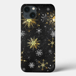 Goldene Schneeflocken auf schwarzem Hintergrund Case-Mate iPhone Hülle