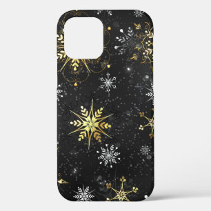 Goldene Schneeflocken auf schwarzem Hintergrund Case-Mate iPhone Hülle