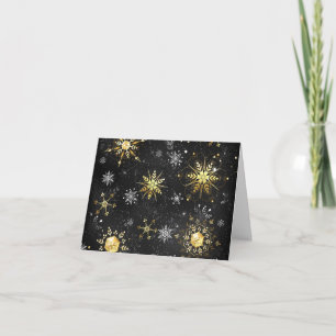 Goldene Schneeflocken auf schwarzem Hintergrund Einladung