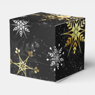Goldene Schneeflocken auf schwarzem Hintergrund Geschenkschachtel