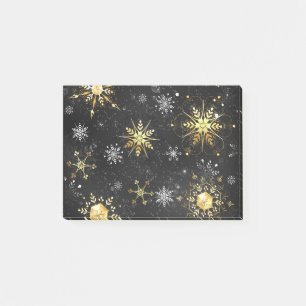 Goldene Schneeflocken auf schwarzem Hintergrund Post-it Klebezettel