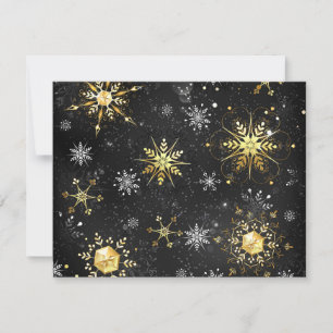 Goldene Schneeflocken auf schwarzem Hintergrund RSVP Karte