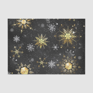 Goldene Schneeflocken auf schwarzem Hintergrund Seidenpapier