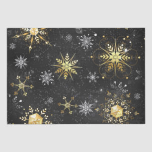 Goldene Schneeflocken auf schwarzem Hintergrund Seidenpapier