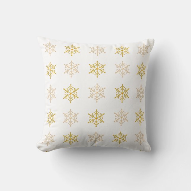 Goldene Schneeflocken auf Weiß Kissen (Vorderseite)