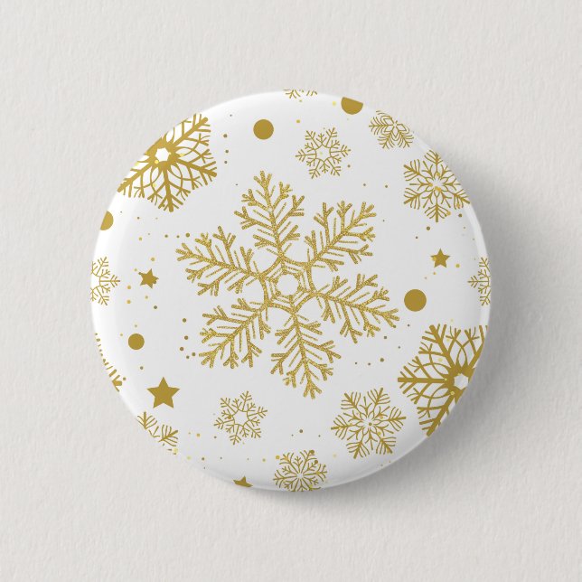Goldene Schneeflocken Button (Vorderseite)