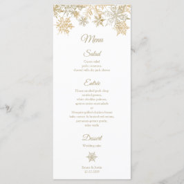 Goldene Schneeflocken Elegante Winter Hochzeit Rac Menükarte
