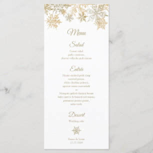 Goldene Schneeflocken Elegante Winter Hochzeit Rac Menükarte