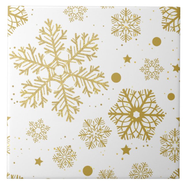Goldene Schneeflocken Fliese (Vorderseite)