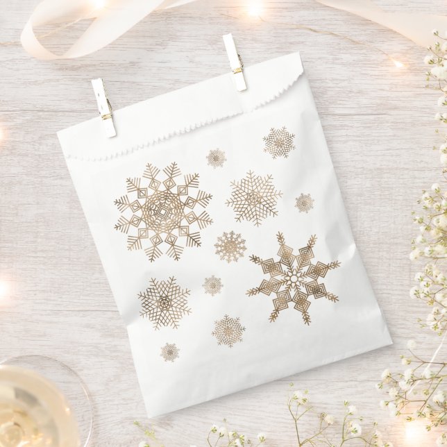 Goldene Schneeflocken Geschenktütchen (Ausgeschnitten)
