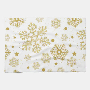 Goldene Schneeflocken Geschirrtuch