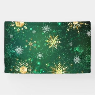 Goldene Schneeflocken im grünen Hintergrund Banner