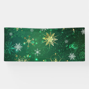 Goldene Schneeflocken im grünen Hintergrund Banner