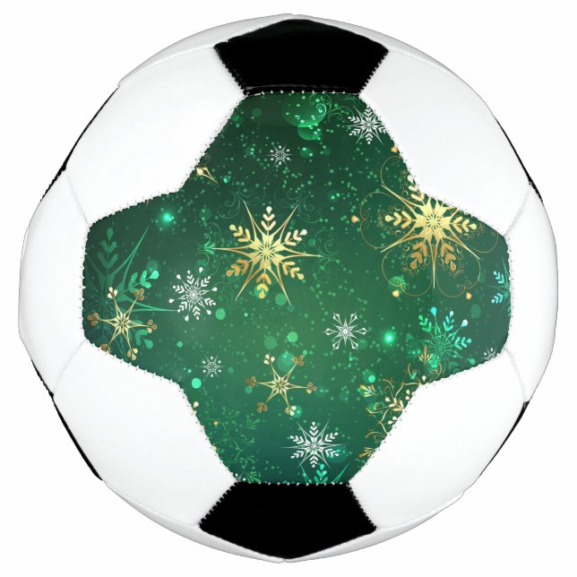 Goldene Schneeflocken im grünen Hintergrund Fußball (Vorderseite)