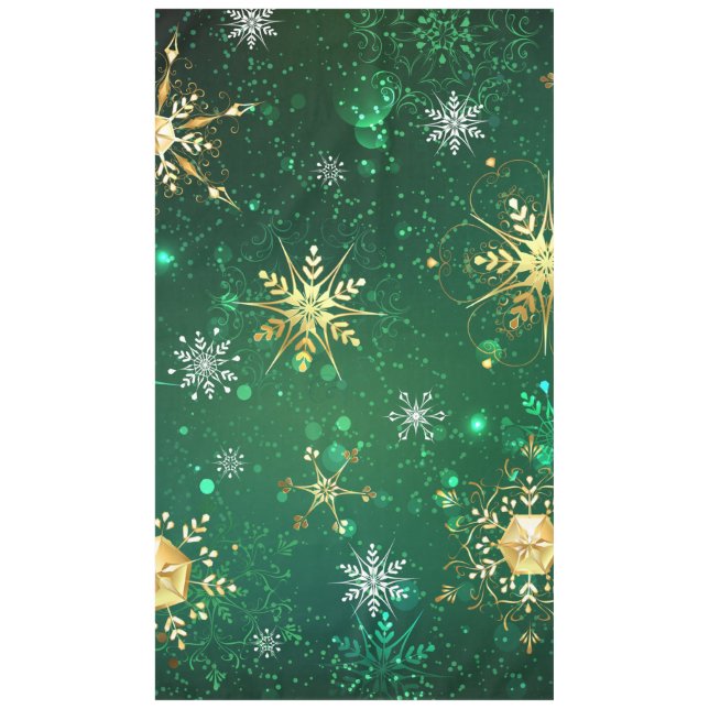 Goldene Schneeflocken im grünen Hintergrund Tischdecke (Vorderseite)