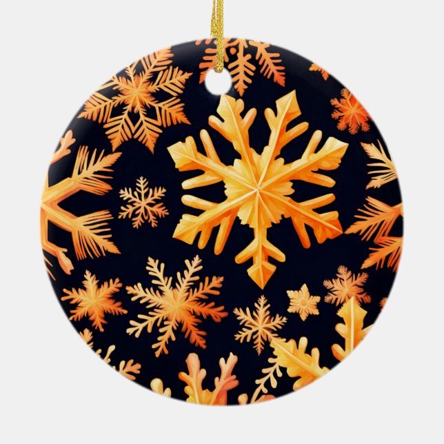 Goldene Schneeflocken Keramik Ornament (Hinten)