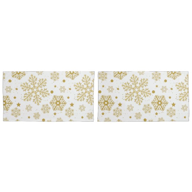 Goldene Schneeflocken Kissenbezug (Vorderseite-Set)