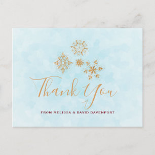 Goldene Schneeflocken Kristalle Weihnachten Danke Postkarte