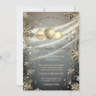 Goldene Schneeflocken Kugeln Glänzende Firmenparty Einladung