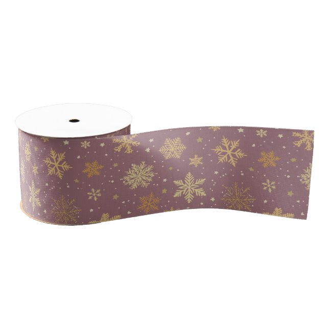 Goldene Schneeflocken Lila Ripsband (Spule)