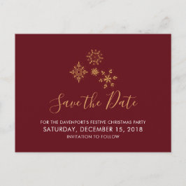 Goldene Schneeflocken Save the Date Weihnachten Postkarte