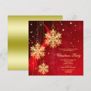 Goldene Schneeflocken & Sterne Weihnachten Einladung