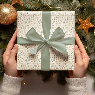 Goldene Schneeflocken & Tannen-Wrap-Papier Geschenkpapier