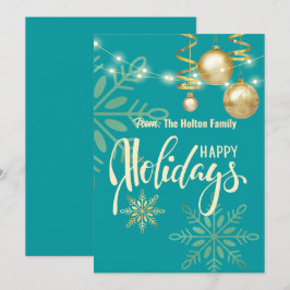 Goldene Schneeflocken und Ornamente Weihnachten Einladung