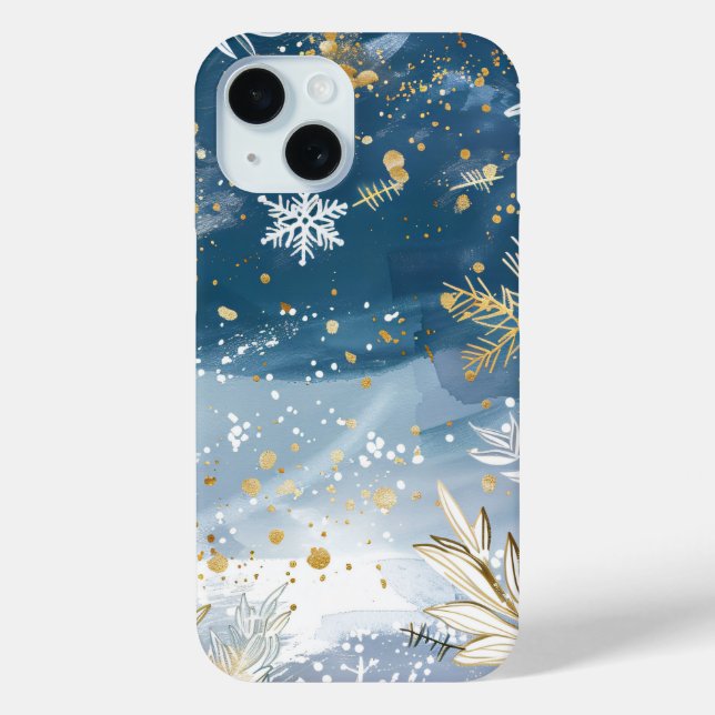 Goldene Schneeflocken und Winter-Folione Case-Mate iPhone Hülle (Rückseite)