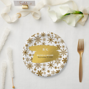 Goldene Schneeflocken Weihnachten Hochzeit Pappteller