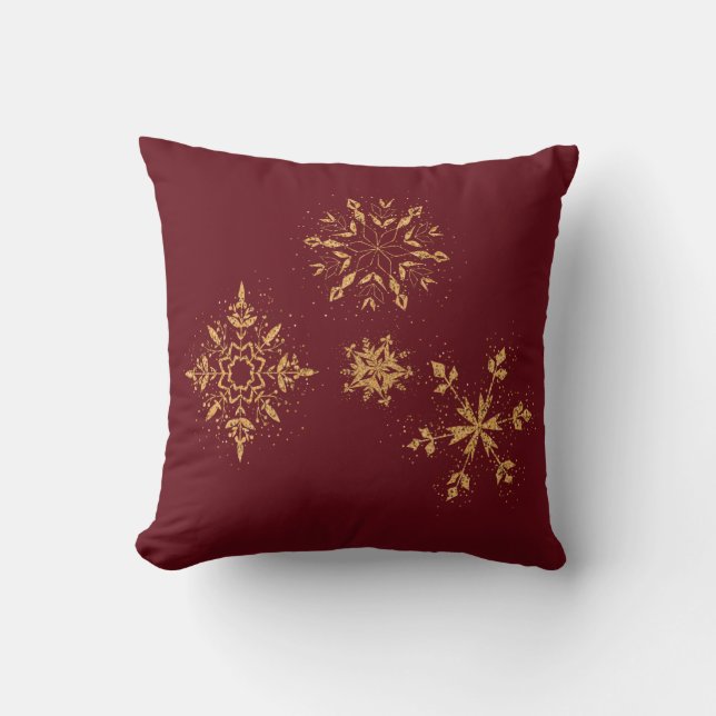 Goldene Schneeflocken Weihnachten Kissen (Vorderseite)