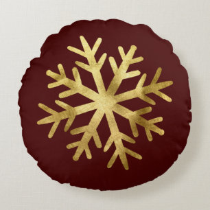 Goldene Schneeflocken Weihnachten Rundes Kissen