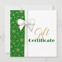 Goldene Schneeflocken Weihnachten Weißer Bow Grün