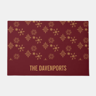 Goldene Schneeflocken Weihnachtsmuster Fußmatte